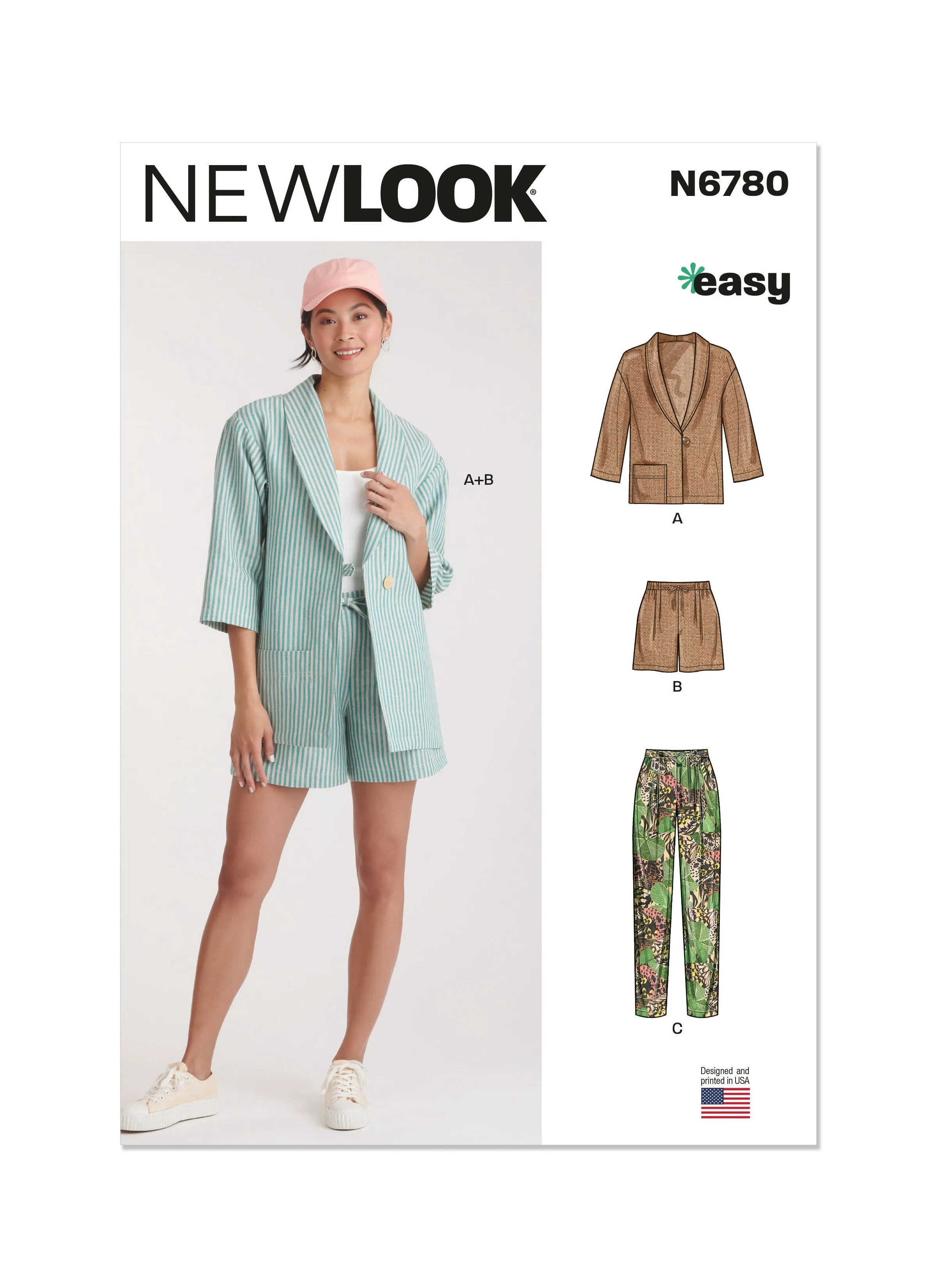 New Look sewing pattern 6780 Jacket, Shorts and Pants