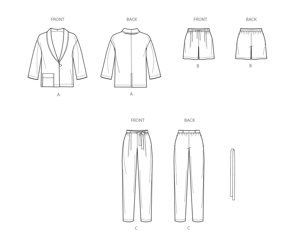 New Look sewing pattern 6780 Jacket, Shorts and Pants