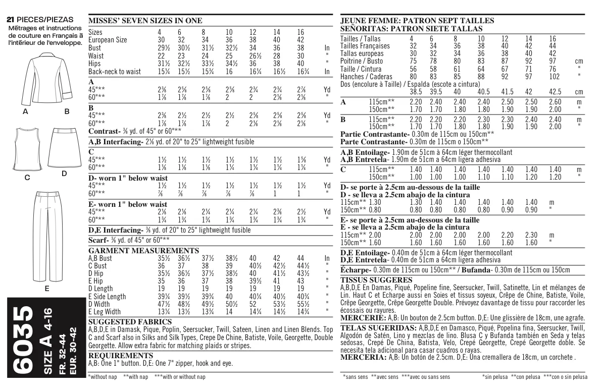 NL6035 Misses' Separates Pattern