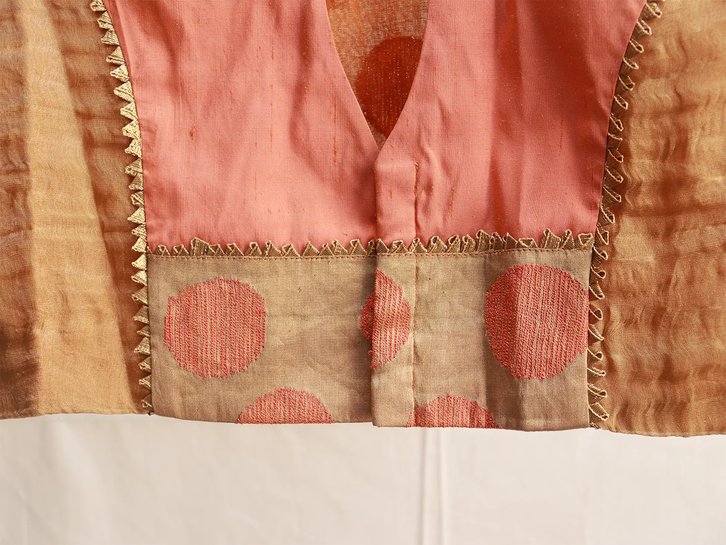 Orange, Raw silk tissue, Embroidery blouse