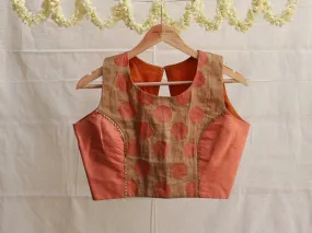 Orange, Raw silk tissue, Embroidery blouse