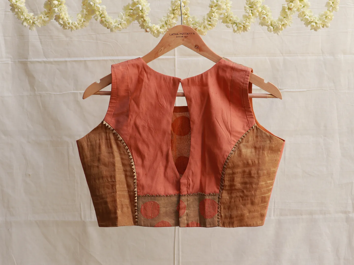 Orange, Raw silk tissue, Embroidery blouse