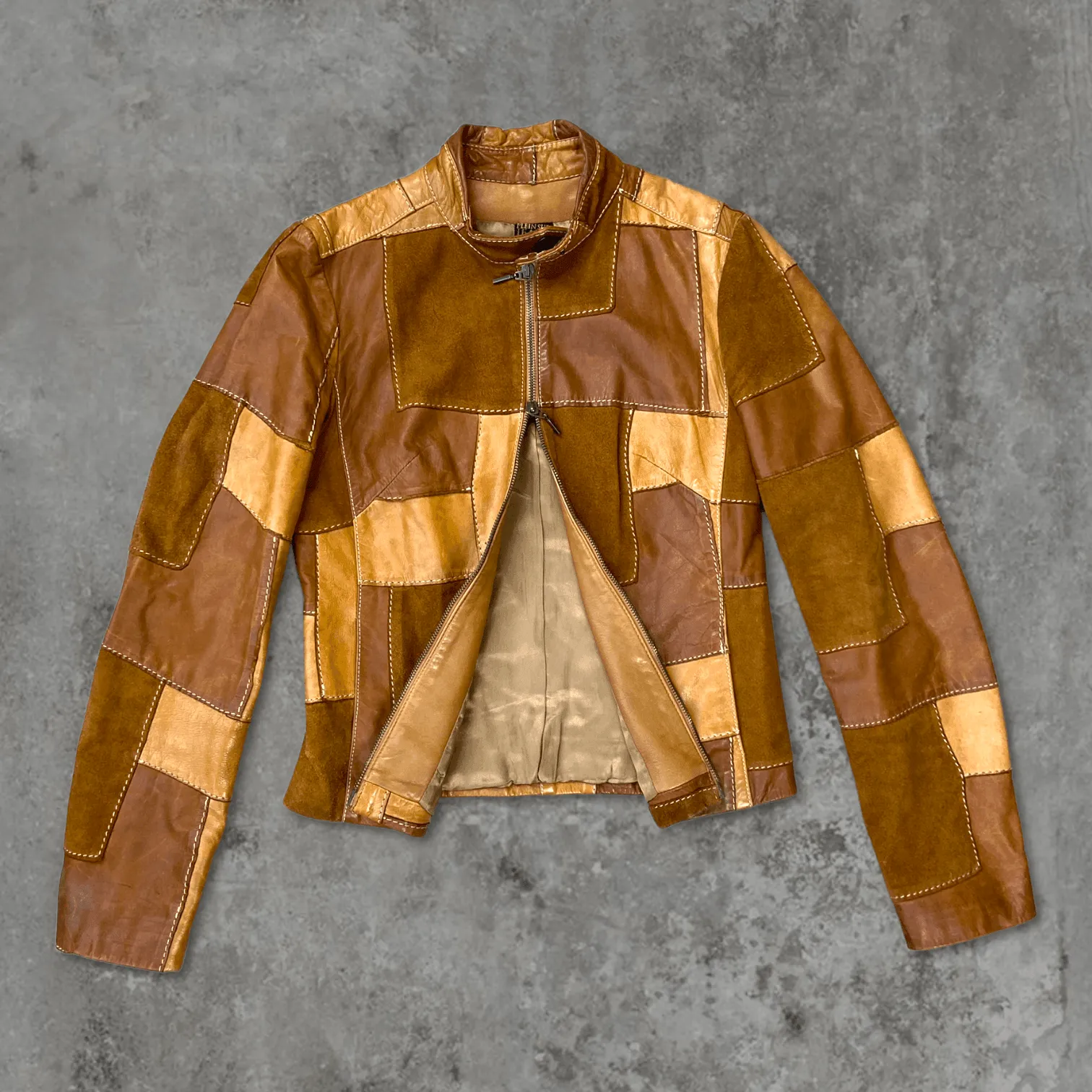 PLEIN SUD PATCHWORK LEATHER JACKET - S