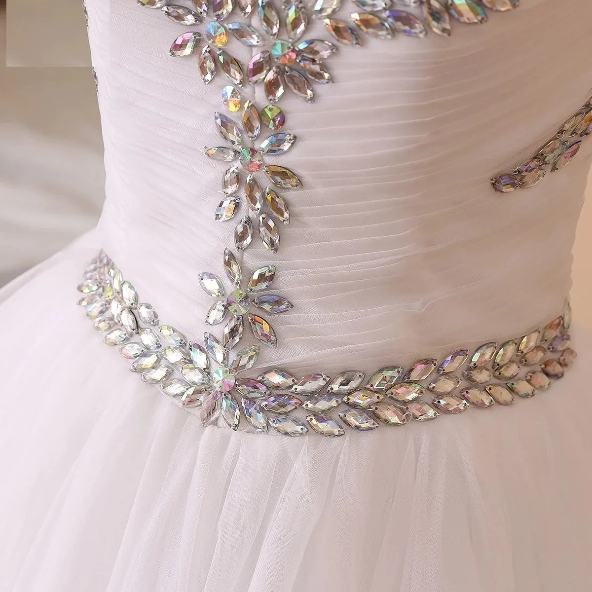 Princess Bejeweled Tulle Strapless Ball Wedding Gown All Sizes/Colors