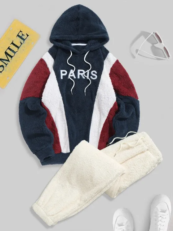 Pullover Hoodie And Fluffy Teddy Beam Feet Pants Set