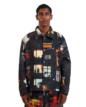 "Nocturnal Reverie" Abstract Printed Coach Jacket