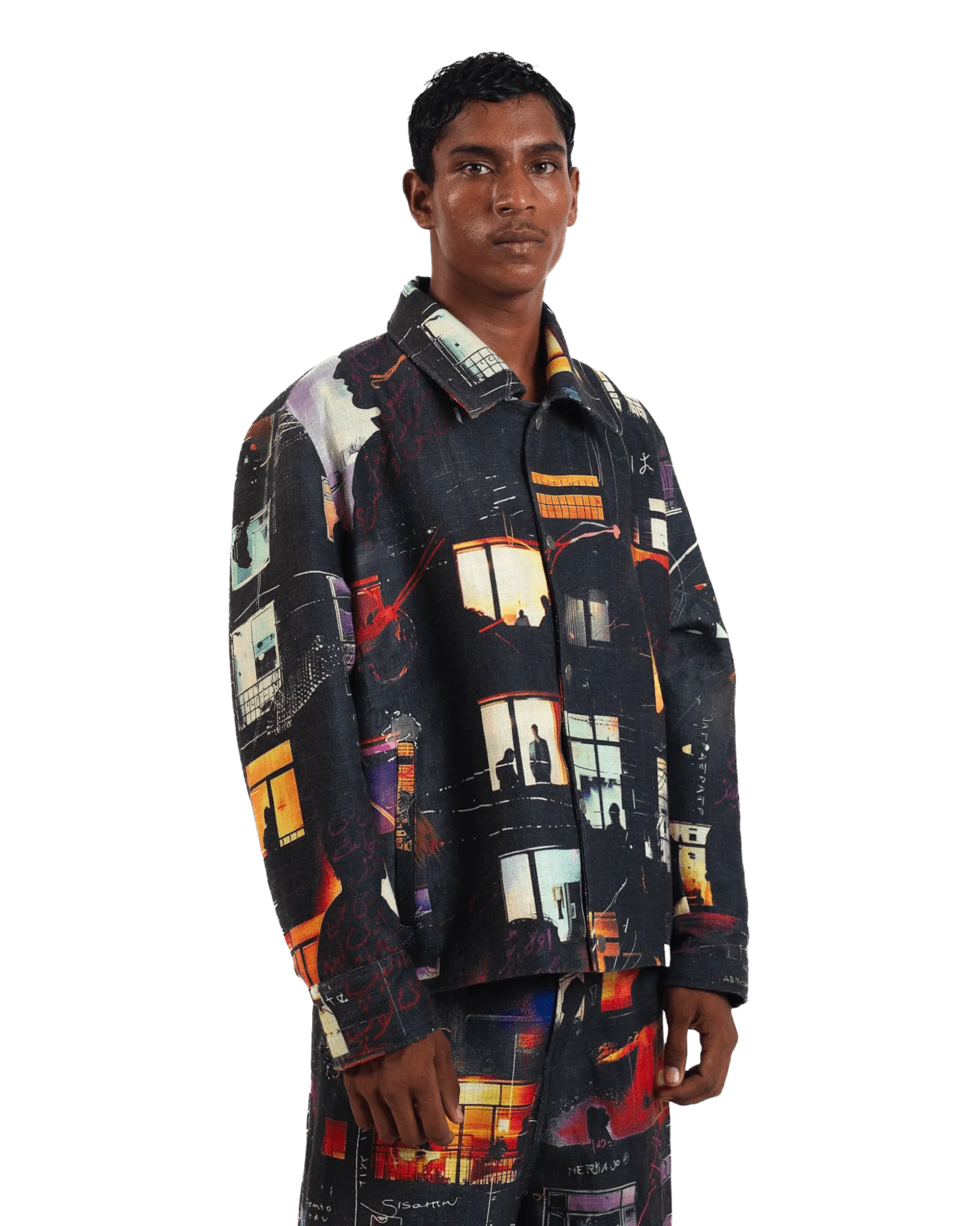 "Nocturnal Reverie" Abstract Printed Coach Jacket