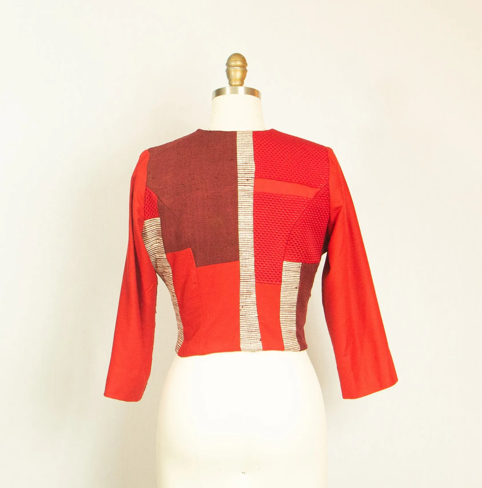 Red Small Patchwork Silk Jacket