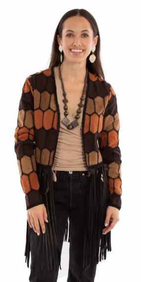 Rustic Remix Patchwork Leather Fringe Jacket