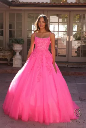 Sequin Applique Ball Gown _H1464