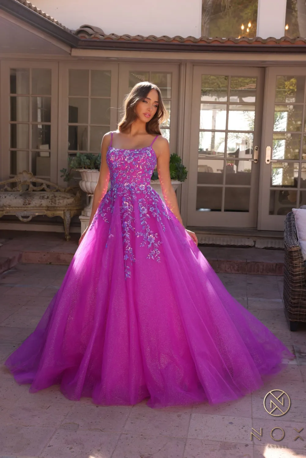 Sequin Applique Ball Gown _H1464