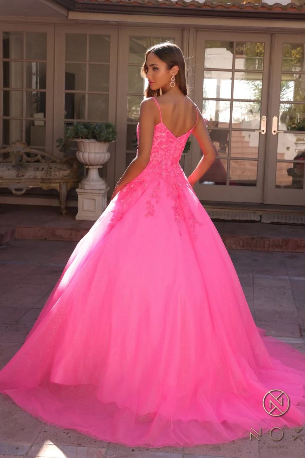 Sequin Applique Ball Gown _H1464