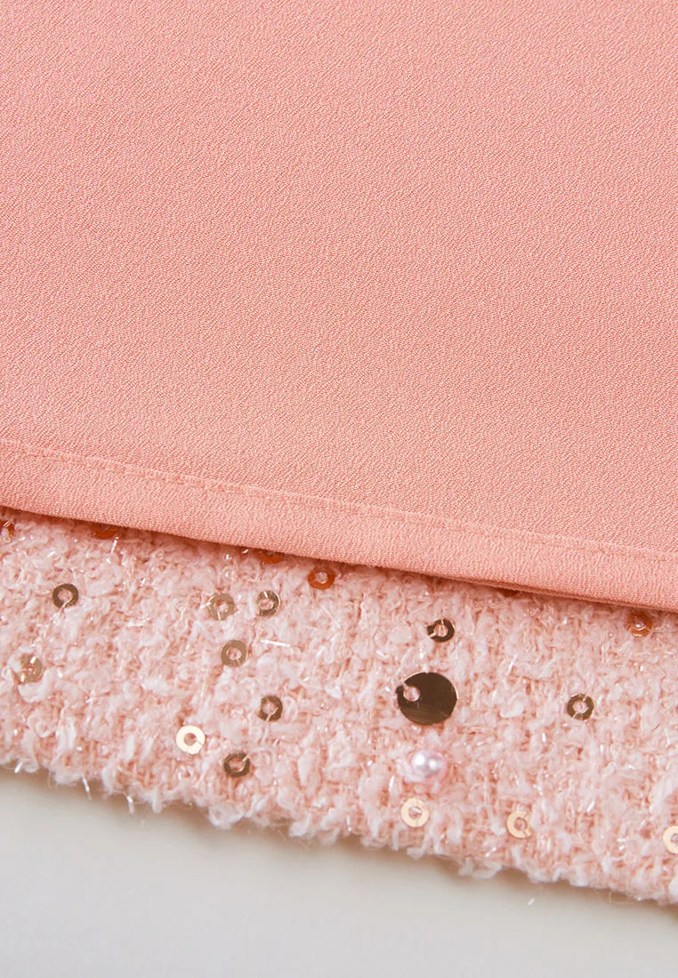 Sequin-detail Frayed-detail Slim-fit Dress