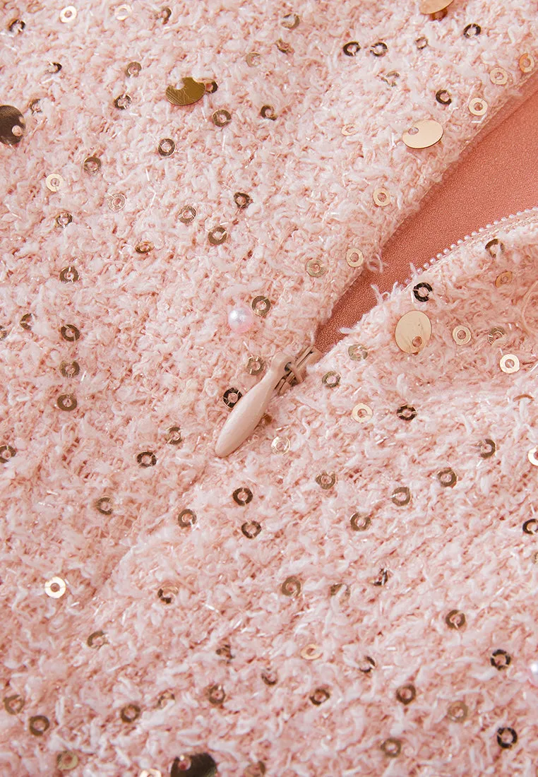 Sequin-detail Frayed-detail Slim-fit Dress