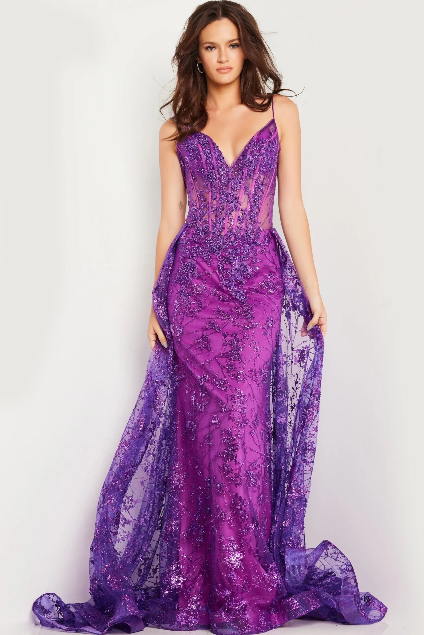 Sequin Sleeveless Overskirt Gown by Jovani 23530