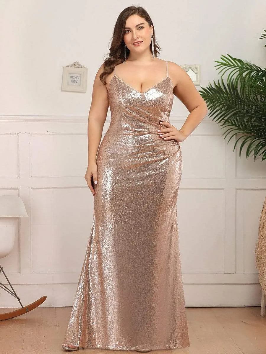 Sexy Sequin Backless Fishtail Evening Gowns for Women