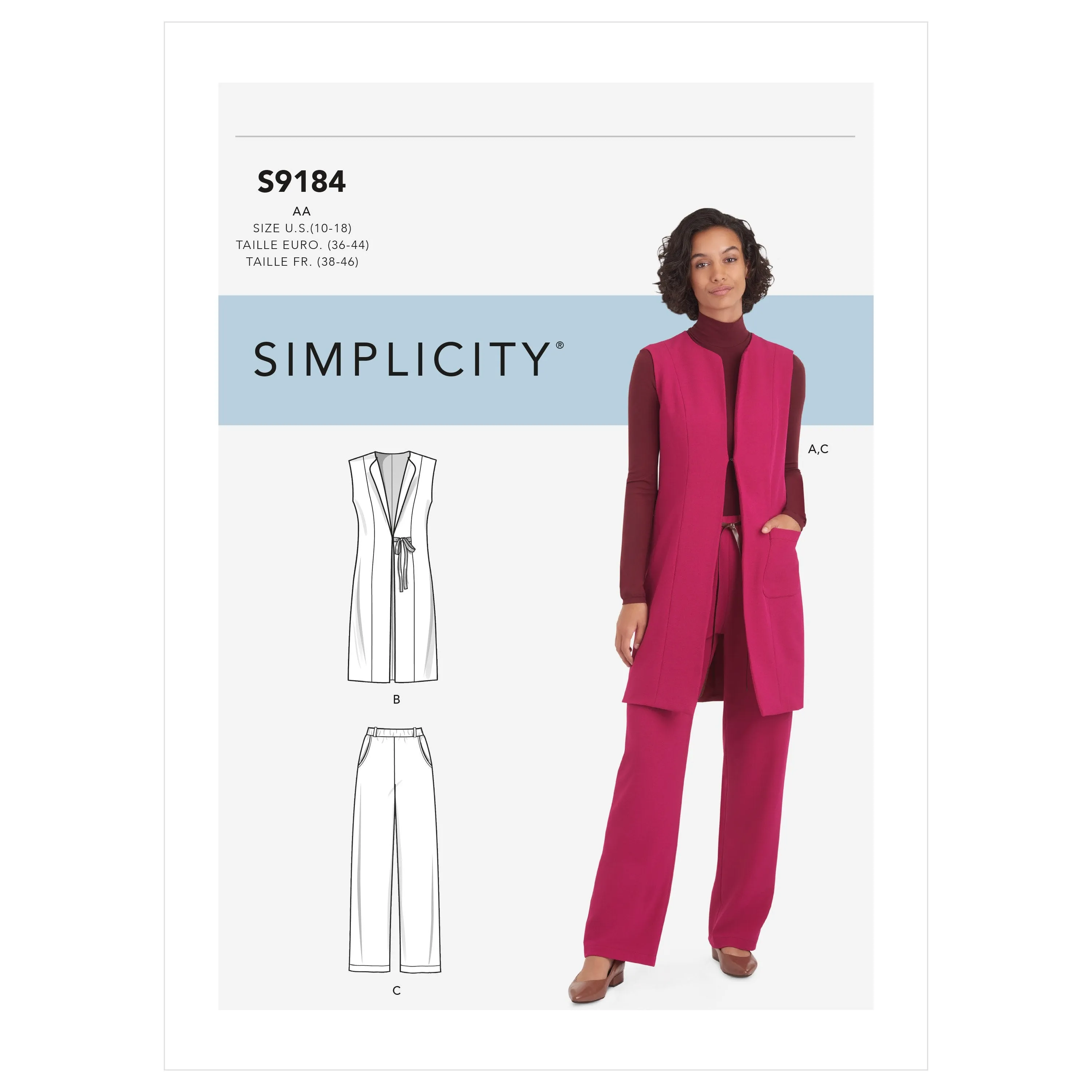 Simplicity 9184 Misses' and Women's Waiscoat and Trousers Sewing Pattern