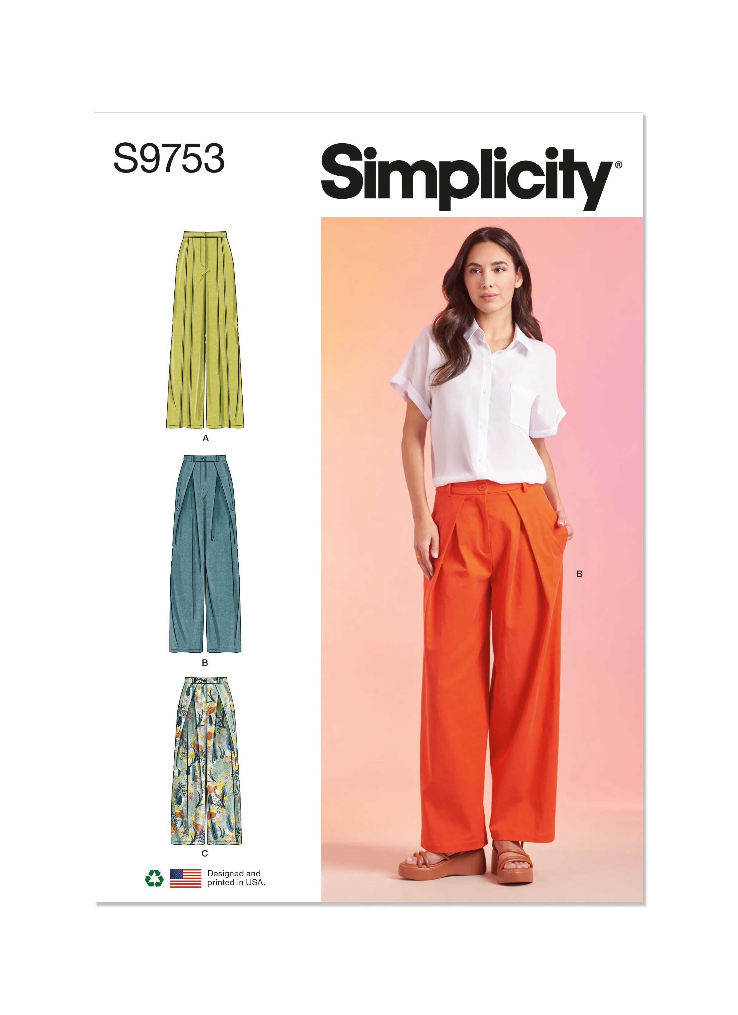 Simplicity 9753 sewing pattern Misses' Pants