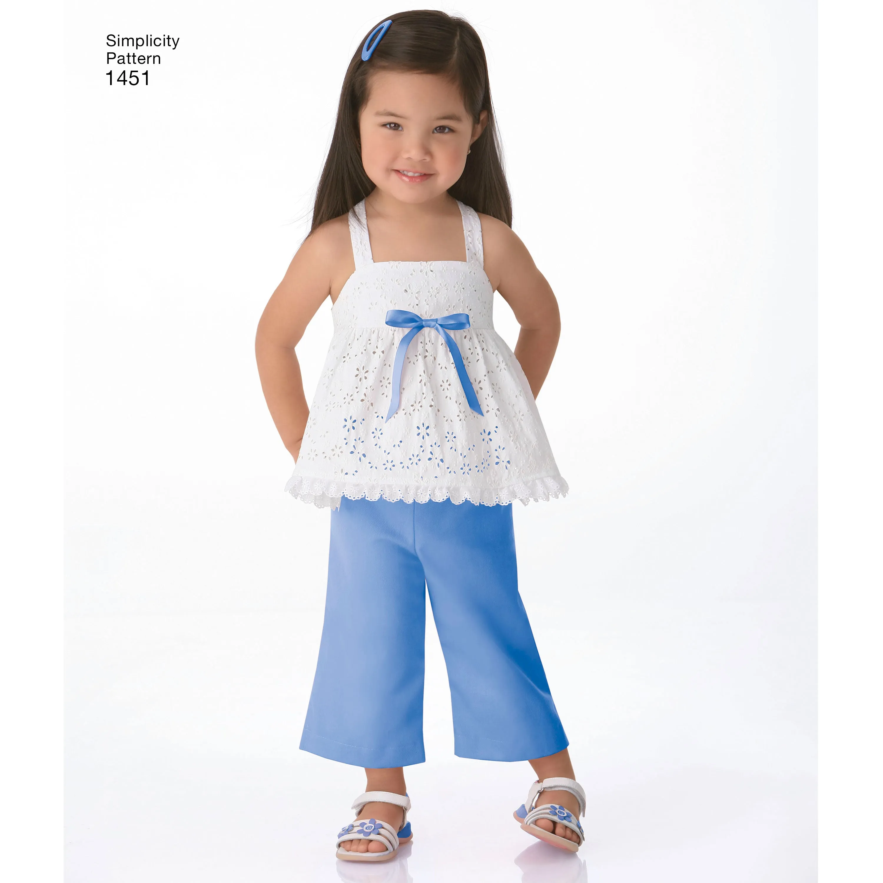 Simplicity Pattern 1451 Toddlers' Dresses, Top, Cropped Pants and Shorts