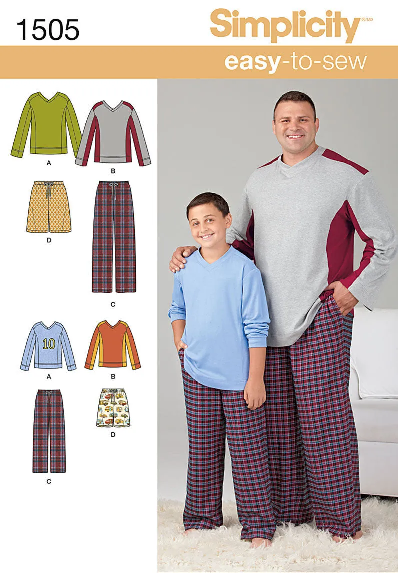 Simplicity Pattern 1505 Big and Tall Men's / Boys Sleepwear | Easy