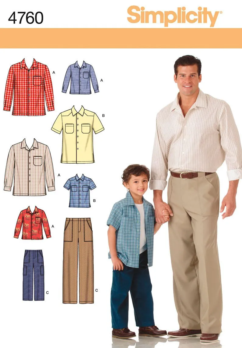 Simplicity Pattern 4760 Boys' and Men's Pants and Shirt