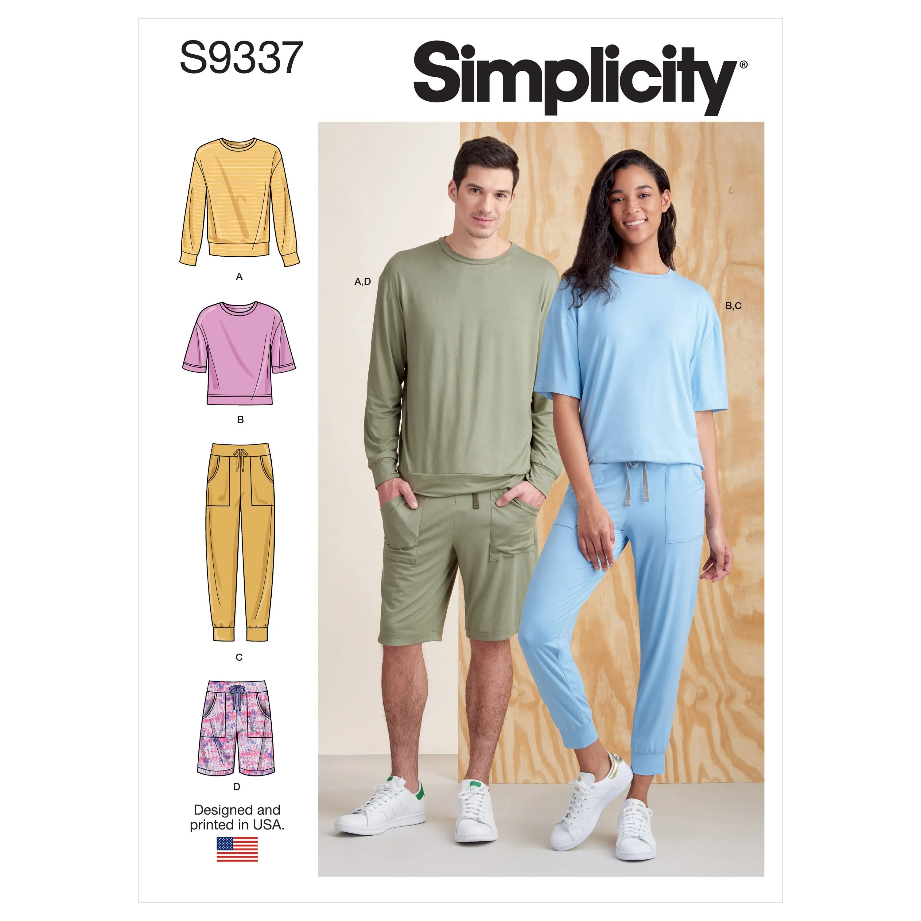 Simplicity Pattern S9337 Unisex Knits Only Tops, Pants and Shorts