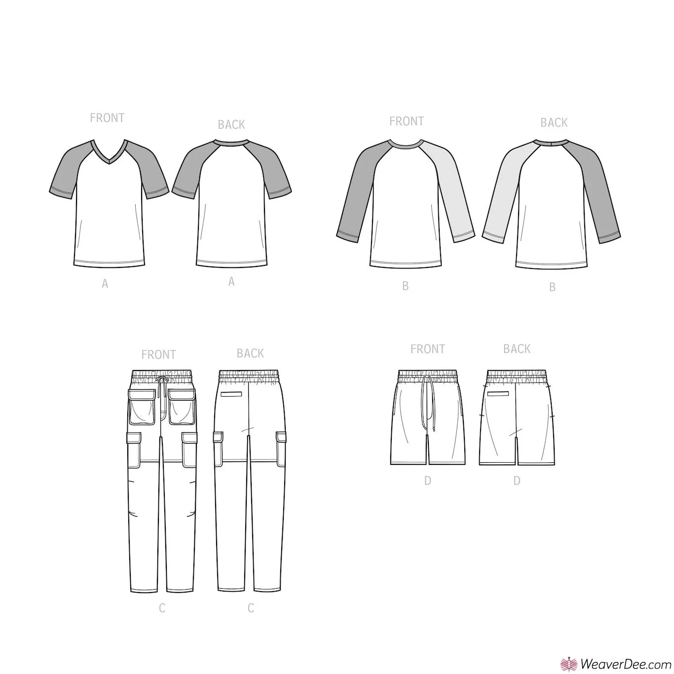 Simplicity Pattern S9561 Boys' Knit Top & Woven Pants & Shorts