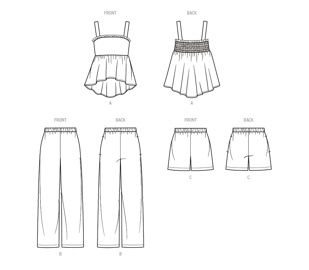 Simplicity sewing pattern 9800 Children's Top, Pants and Shorts