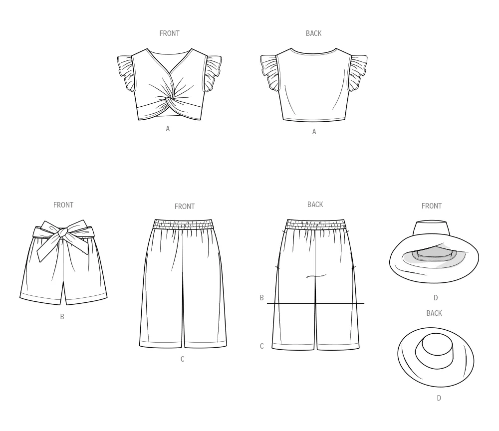 Simplicity Sewing Pattern 9961 Toddlers' Shorts, Pants, Hat and Top