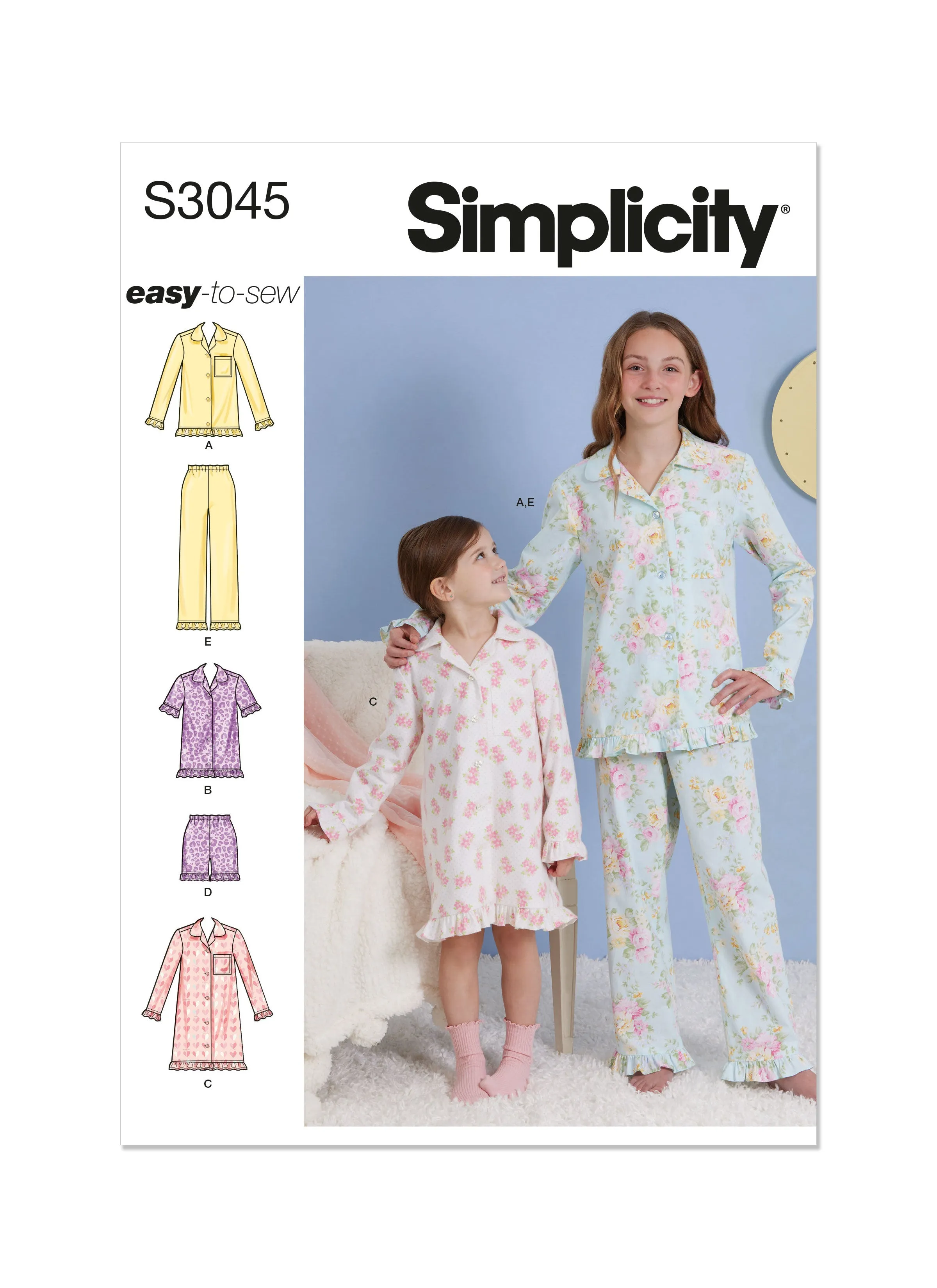 Simplicity sewing pattern S3045 Girls' Loungewear