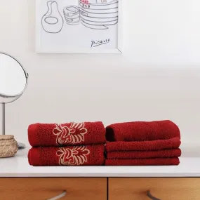 Soakezy Hand & Face Towel (Red) - Six Piece Set