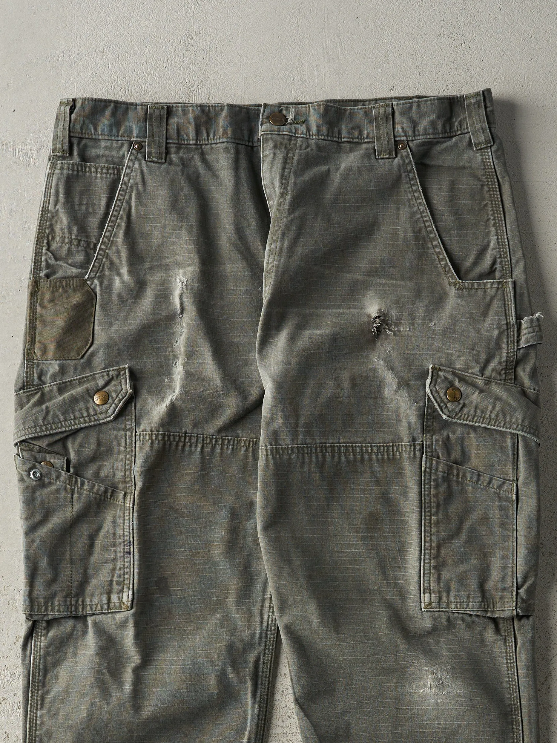 Vintage Y2K Green Relaxed Fit Ripstop Carhartt Double Knee Cargo Pants (35.5x33.5)