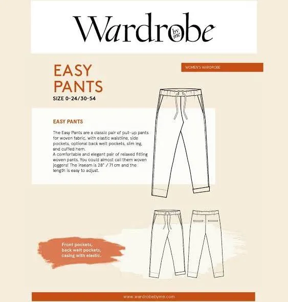 Wardrobe by Me - Easy Pants - Trousers Sewing Pattern