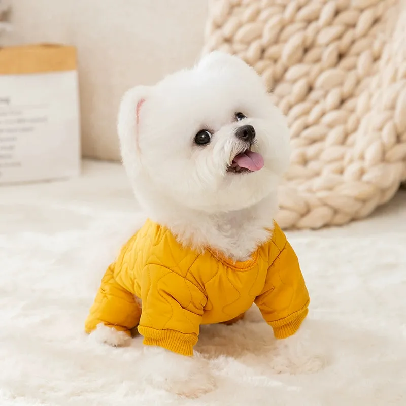 Warm Quilted Cotton Inner Fleece Pet Onesies Pajamas