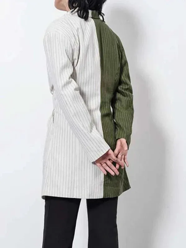 Wenkouban-Winter outfits Christmas Striped Two Tone Single Button Suit Jacket